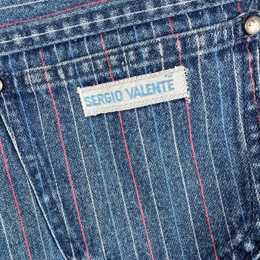 VTG 80s Sergio Valente Pinstripe Jeans Boys Prep 29 (26x28) High Waist Railroad‎
